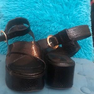 Asos metallic snake platform sandals